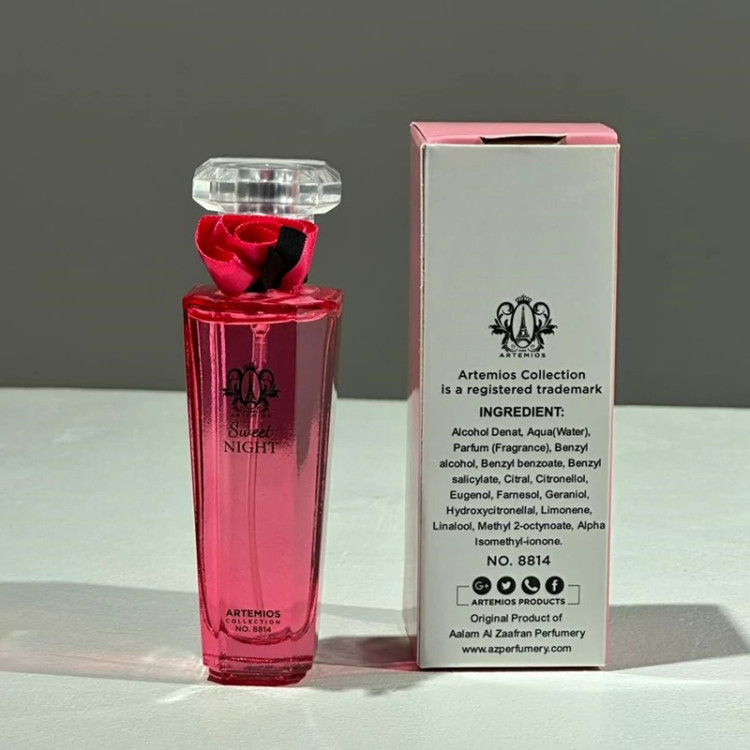 عطر و ادکلن زنانه سوییت نایت (sweet night) از برند آرتمیوس حجم 25 میل